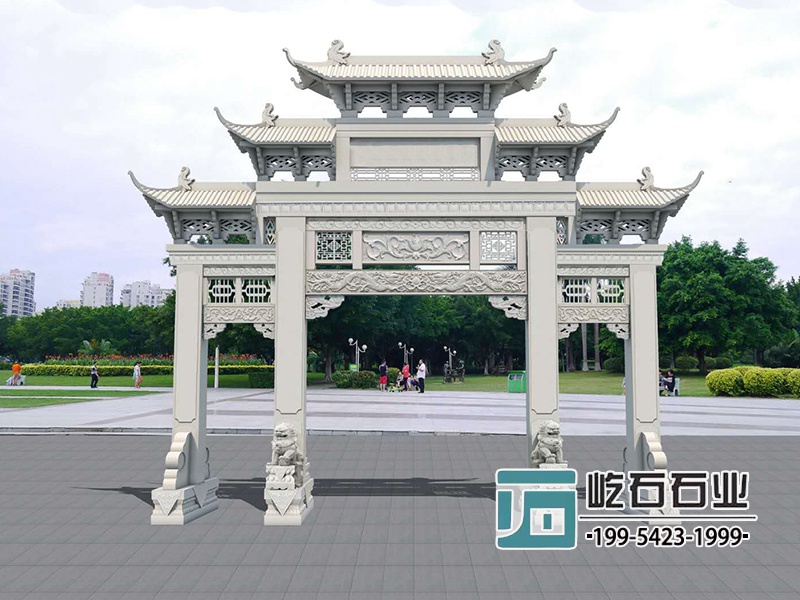三門(mén)五樓公園石牌坊效果圖
